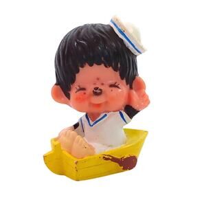 Vintage 1979 Mattel Monchhichi Sailor Row Boat PVC Figure Miniature Collectible